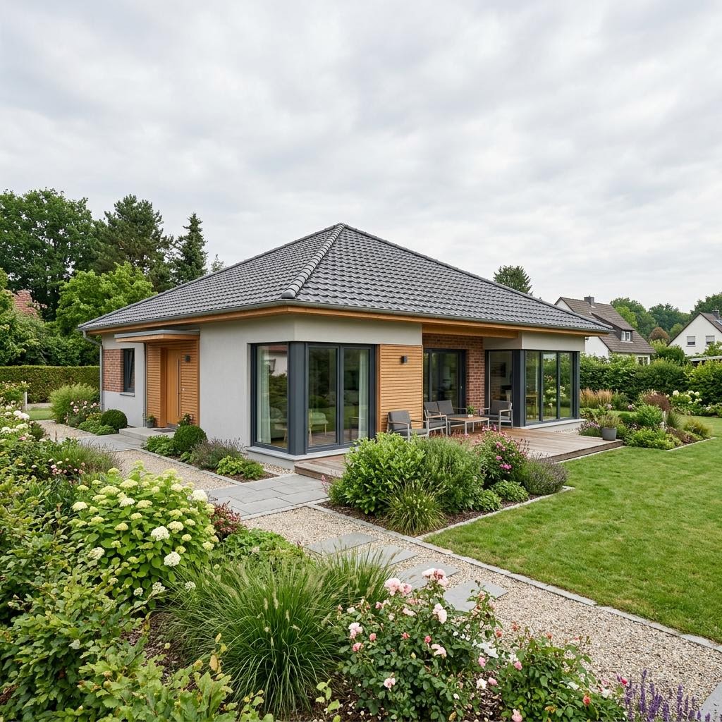 Bungalow Weitblick 128 von Town & Country mit Walmdach — massiver Familienbungalow mit 128 m²