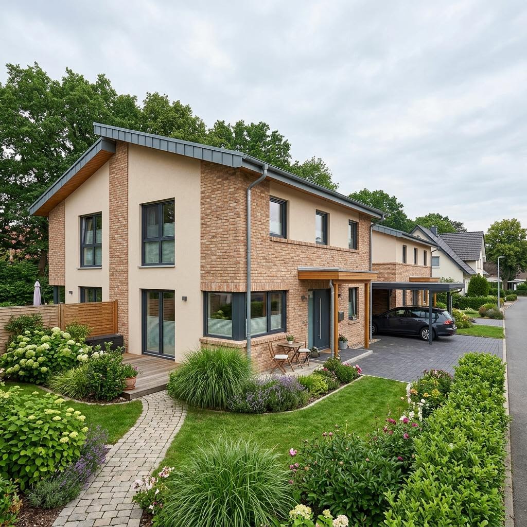 Doppelhaushälfte Doppelhaus Görlitz von Town & Country Haus Deutschland — Pultdach, 92 m² für schmale Grundstücke