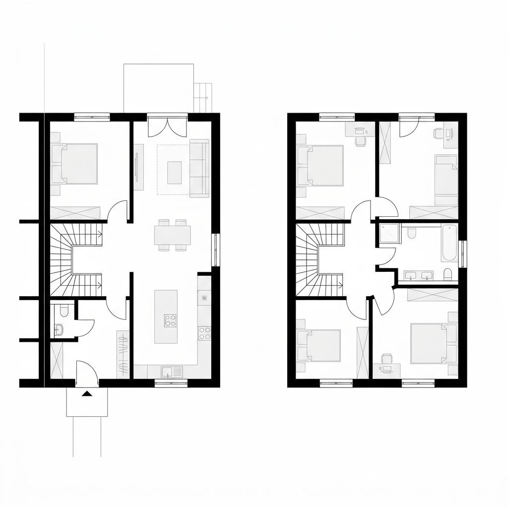 Grundriss Doppelhaushälfte Aura D110 von Town & Country Haus Deutschland — 110 m², 4 Zimmer