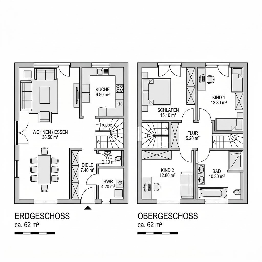 Grundriss Flair Behagen 124 von Town & Country Haus Deutschland — 124 m², 4 Zimmer