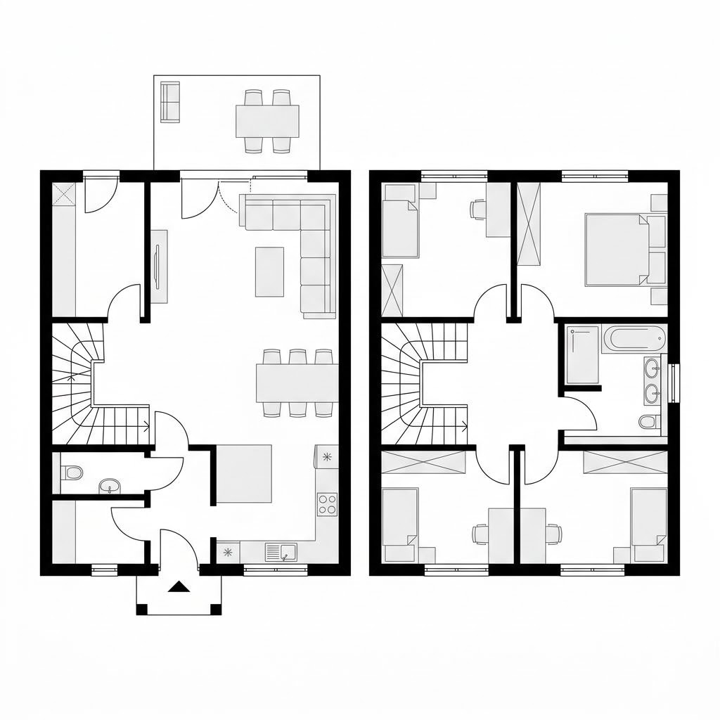 Grundriss Reihenendhaus Flair R135 – 135 m² Reihenhaus mit 5 Zimmern