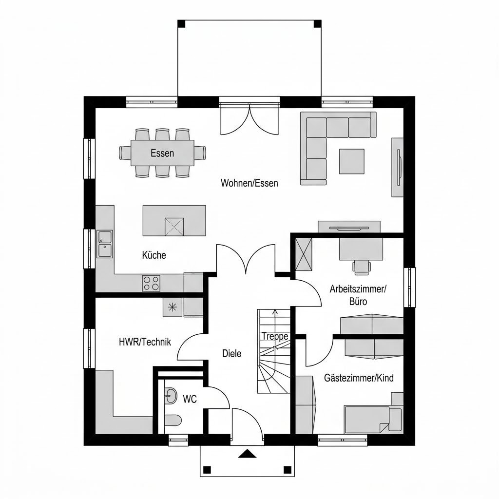 Grundriss Stadtvilla 145 – 148 m² Stadtvilla mit 5 Zimmern