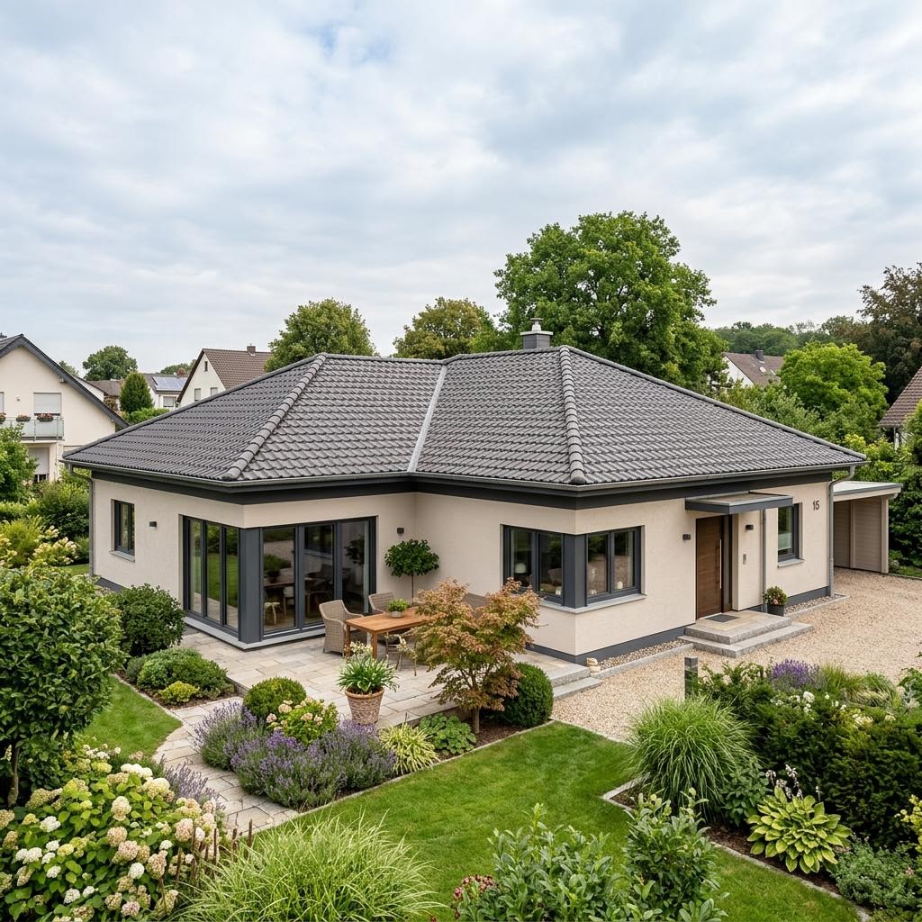 Winkelbungalow Familienwinkel 150 von Town & Country mit Walmdach — großer Massiv-Winkelbungalow mit 150 m²