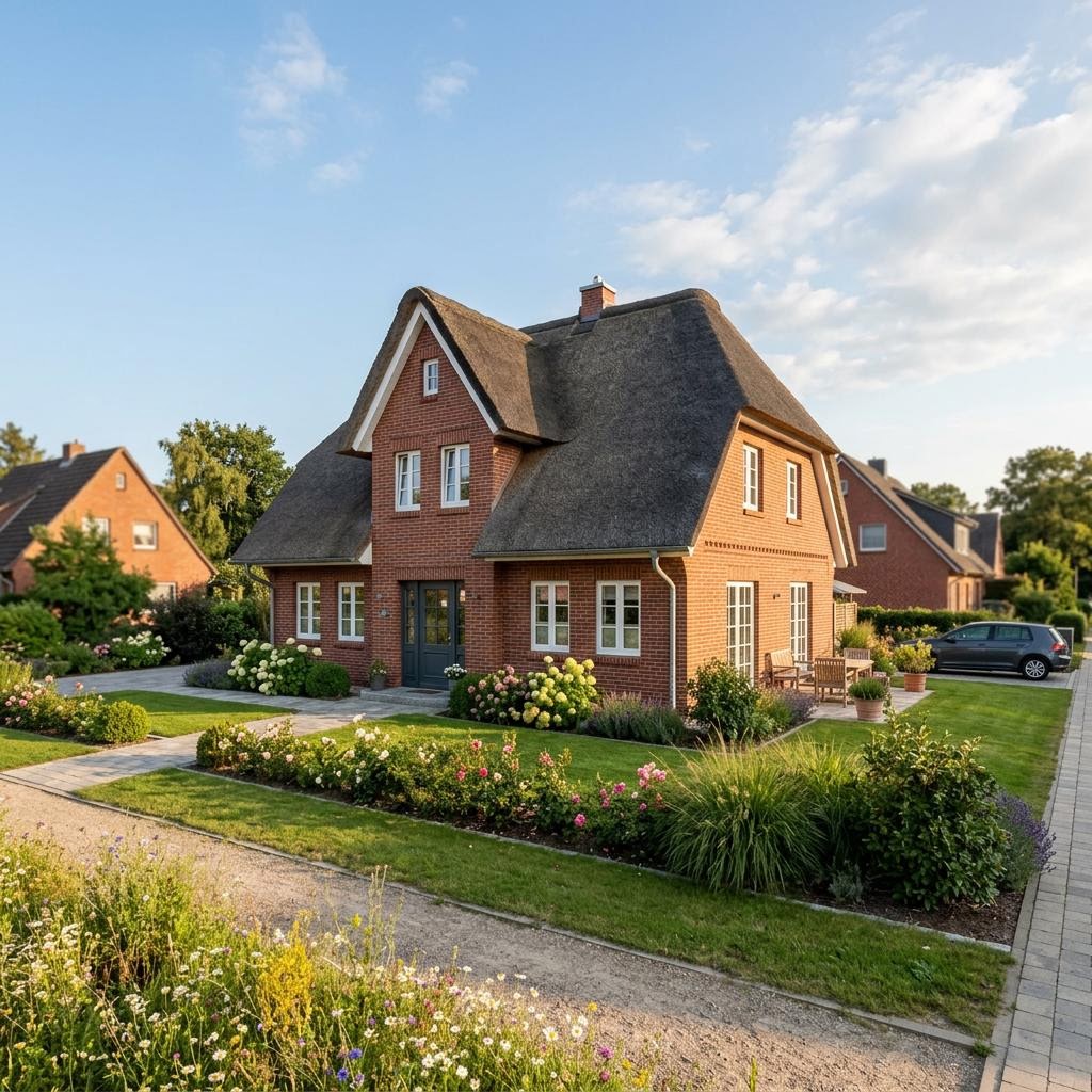 Friesenhaus Friesenmaxime von Viebrockhaus mit rotem Klinker und Krüppelwalmdach