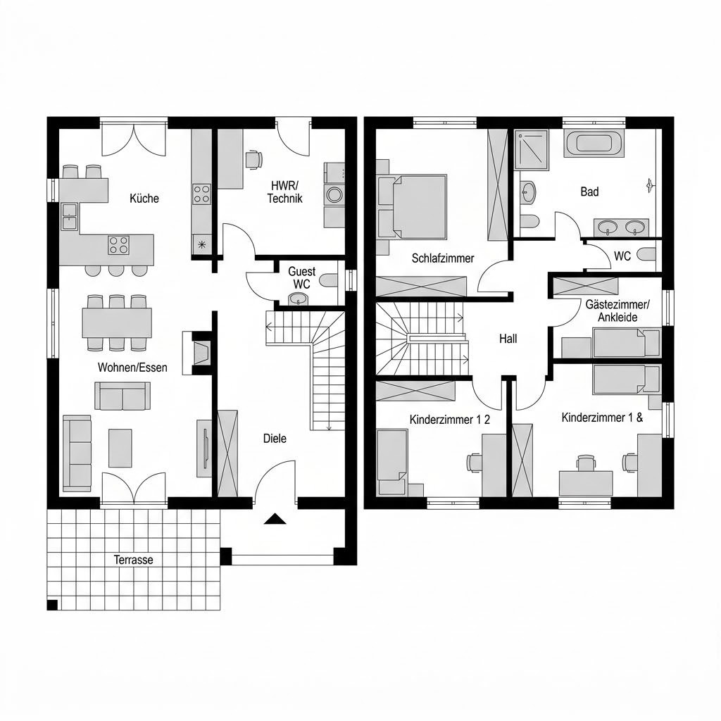 Grundriss Reetmaxime 166 – 166 m² Friesenhaus mit 5 Zimmern