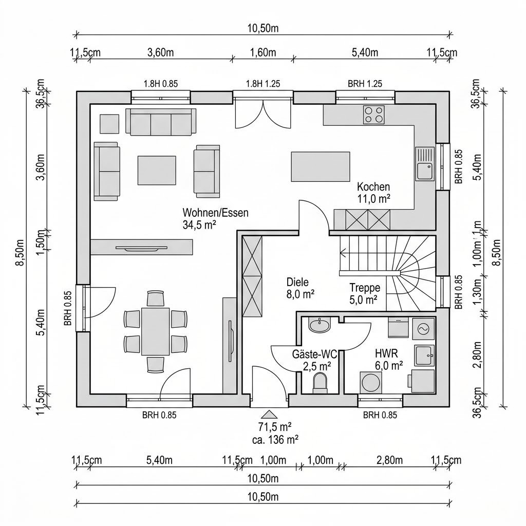 Grundriss Generation VP 136 – 136 m² Einfamilienhaus mit 4 Zimmern