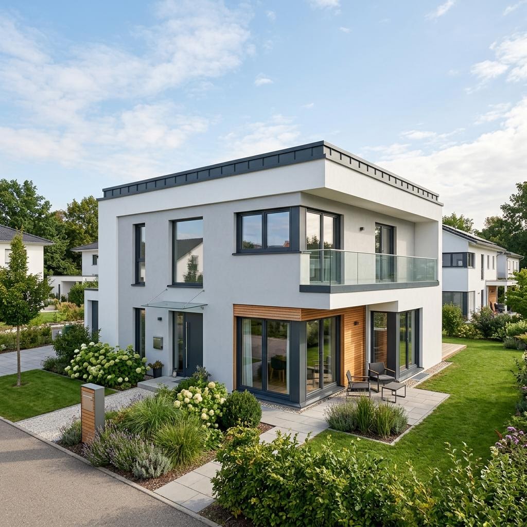 Kubushaus City 142 von WeberHaus mit Flachdach — kubisches Fertighaus im Bauhausstil mit 142 m²