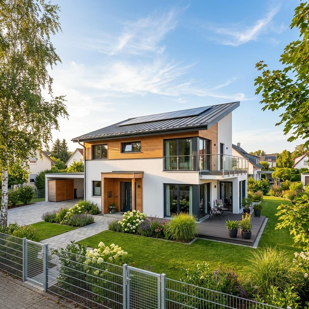 Modernes Pultdachhaus CityLine 152 von WeberHaus mit Pultdach