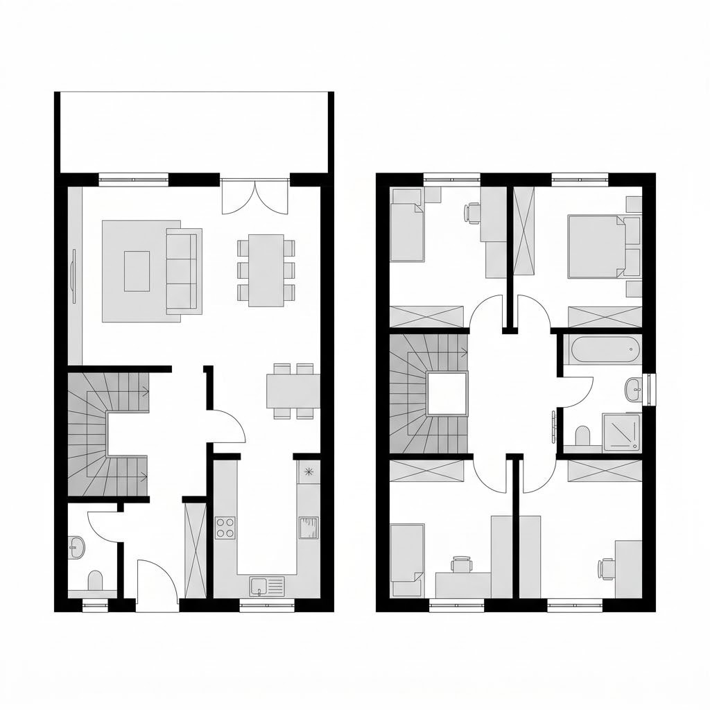 Grundriss Reihenmittelhaus CityLine R112 – 112 m² Reihenhaus mit 4 Zimmern