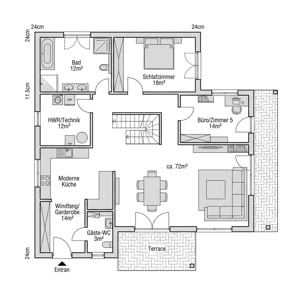 Grundriss Edition 150 – 150 m² Einfamilienhaus mit 5 Zimmern