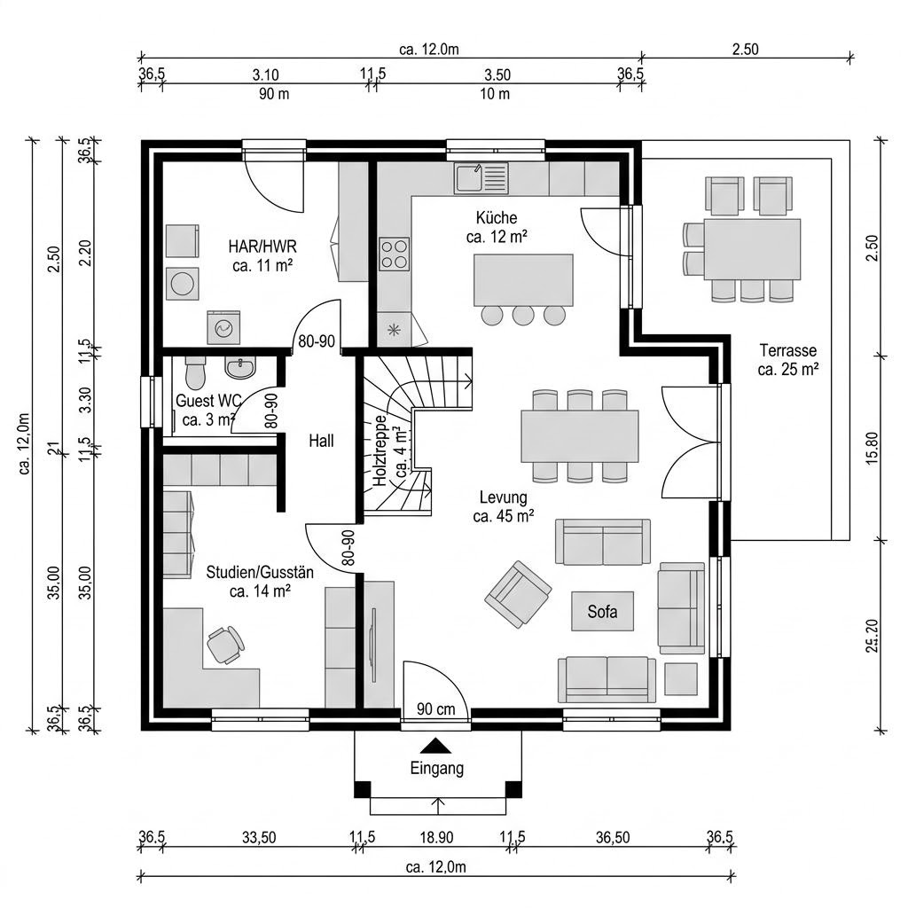 Grundriss Edition Select 125 – 125 m² Einfamilienhaus mit 4 Zimmern